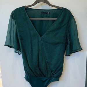 Abercrombie & Fitch Dark Green V-Neck Bodysuit